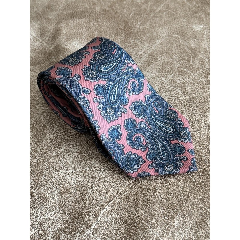 Bert Pulitzer Blue Green 100% Silk Men's Neck Tie Foleys Blue Pink‎ Paisley